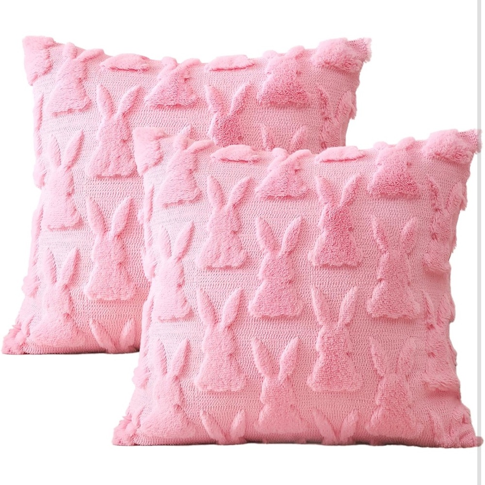 Pink Plush Bunny Throw Pillow covers